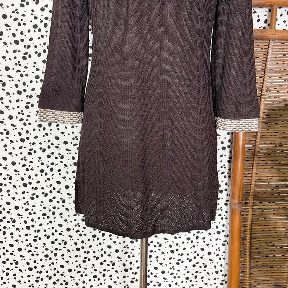 NEW Ming Wang | Brown Tan Knit Long Sleeve Lightweight Work Sweater Jacket XS - Picture 8 of 11